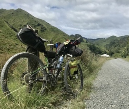 Mountain bike on gravel road